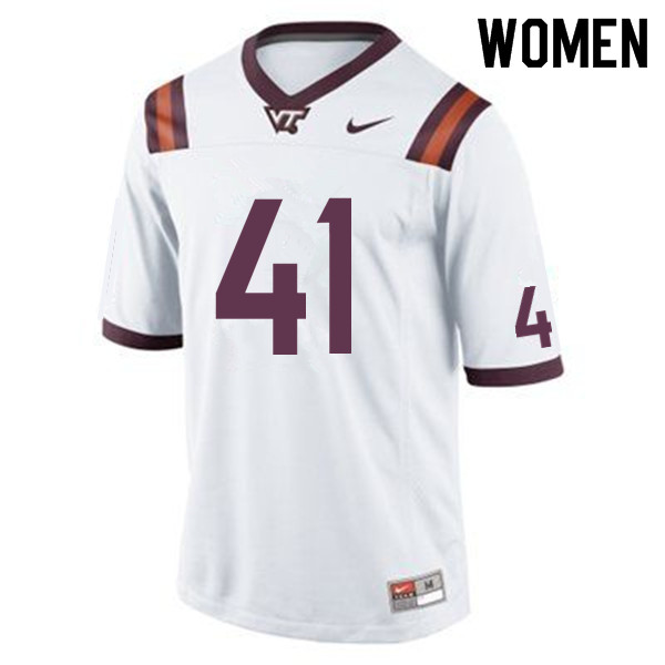 Women #41 Ty Eller Virginia Tech Hokies College Football Jerseys Sale-White - Click Image to Close